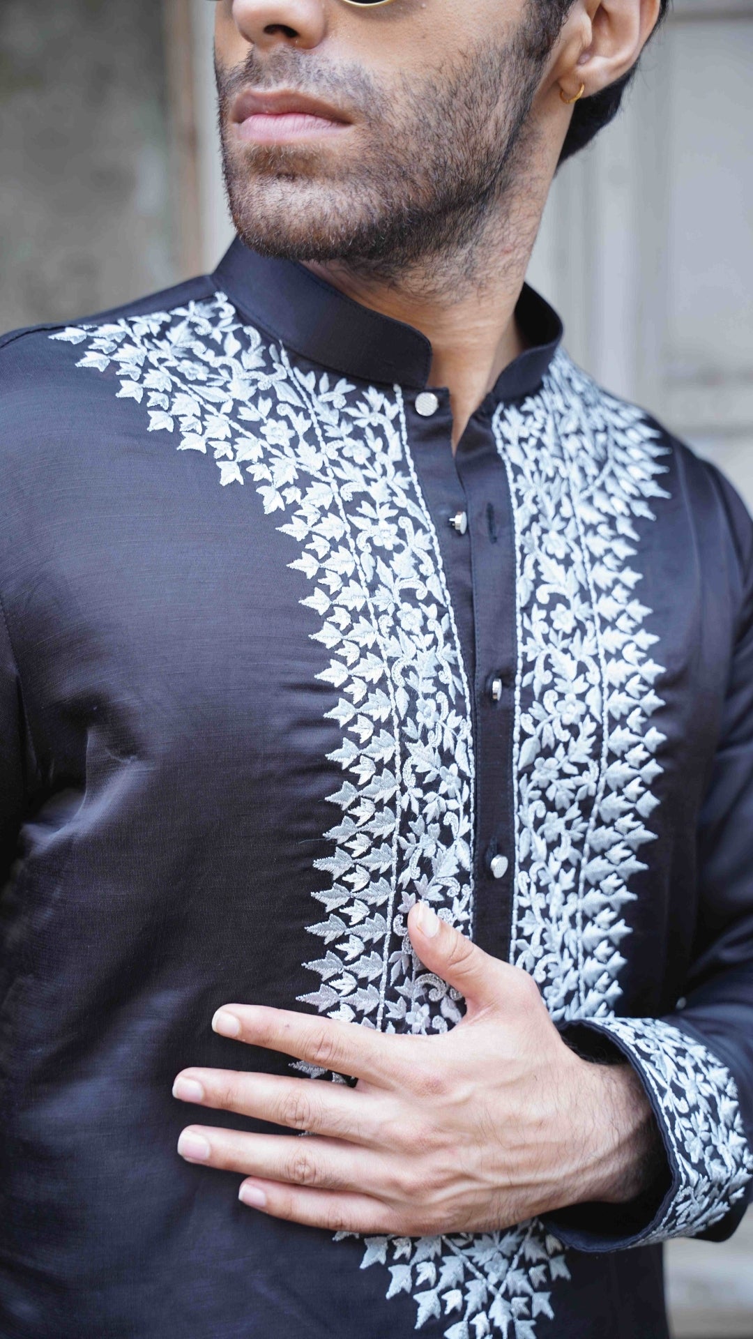 Black Embroidered Kurta for Men | BWO by Smit Pithadia